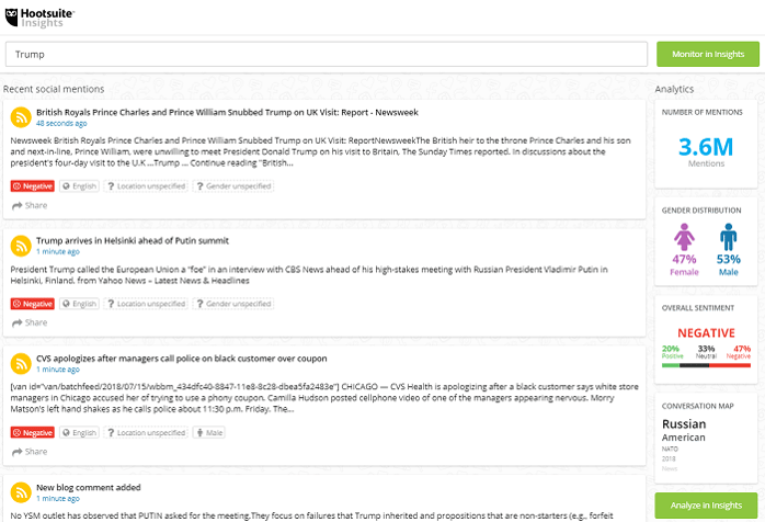 Sentiment analysis tools - Hootsuite Insights